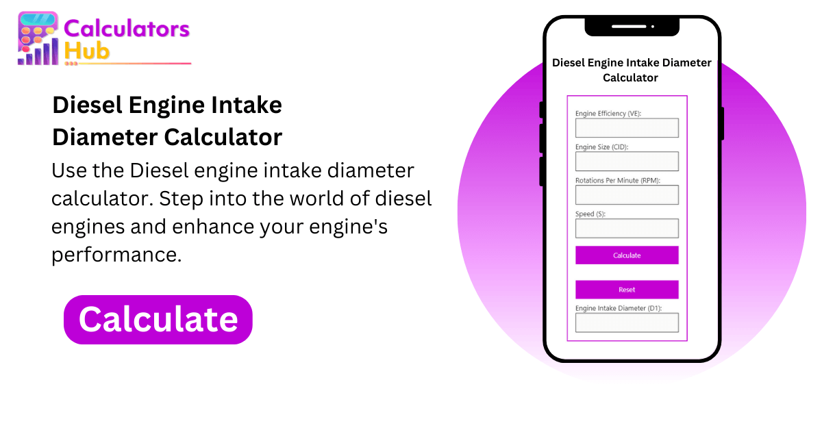 Diesel Engine Intake Diameter Calculator Online