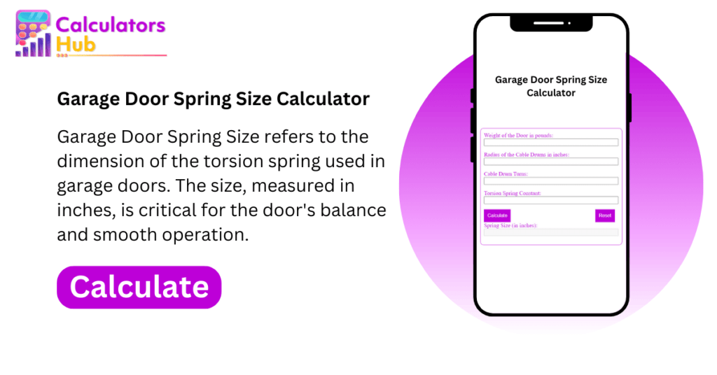 Garage Door Spring Size Calculator Online