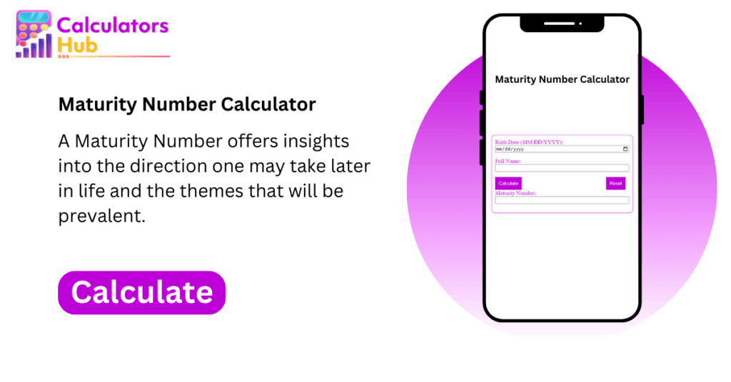 Maturity Number Calculator Online