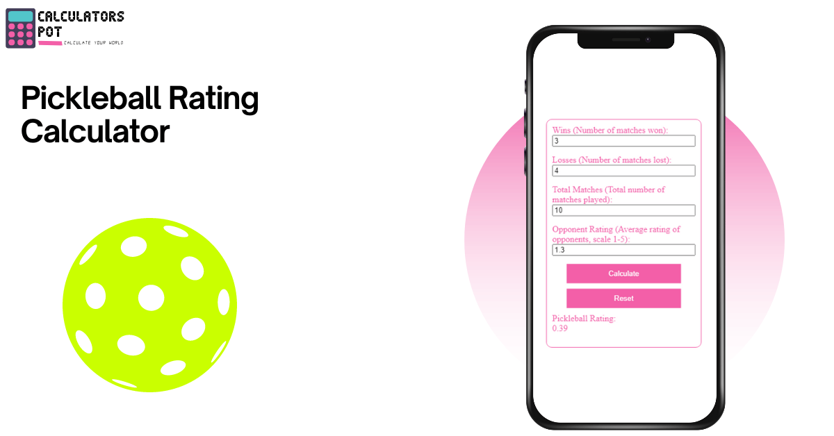 Pickleball Rating Calculator CalculatorsPot