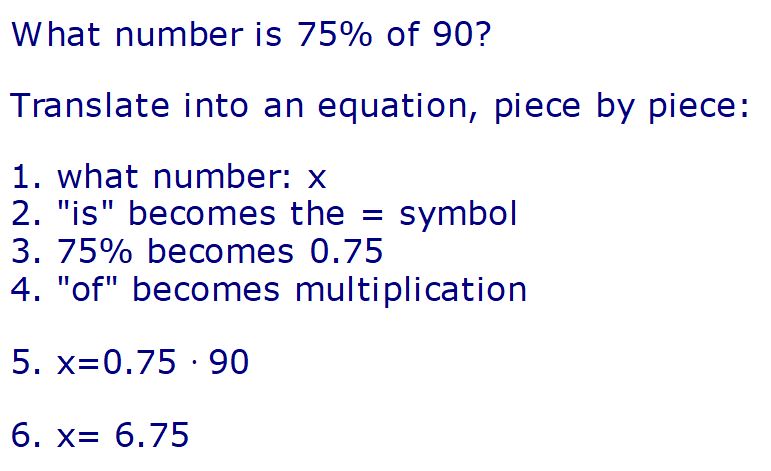 Step by step, what number is 75% of 90? – Calculus Coaches