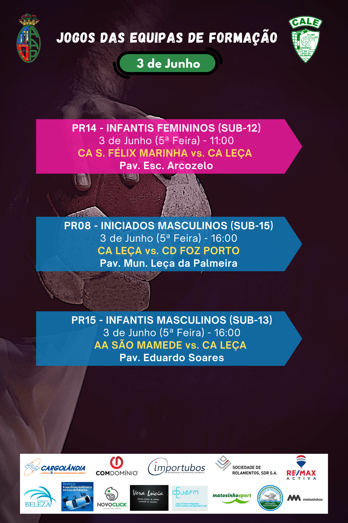 Jogos das equipas de formação feriado 3 de Junho CALE