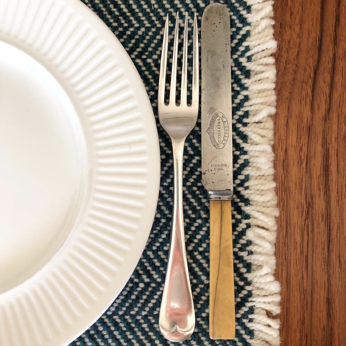 Handwoven Herringbone Placemat CW2019 Wool Caledonia Fibre Co