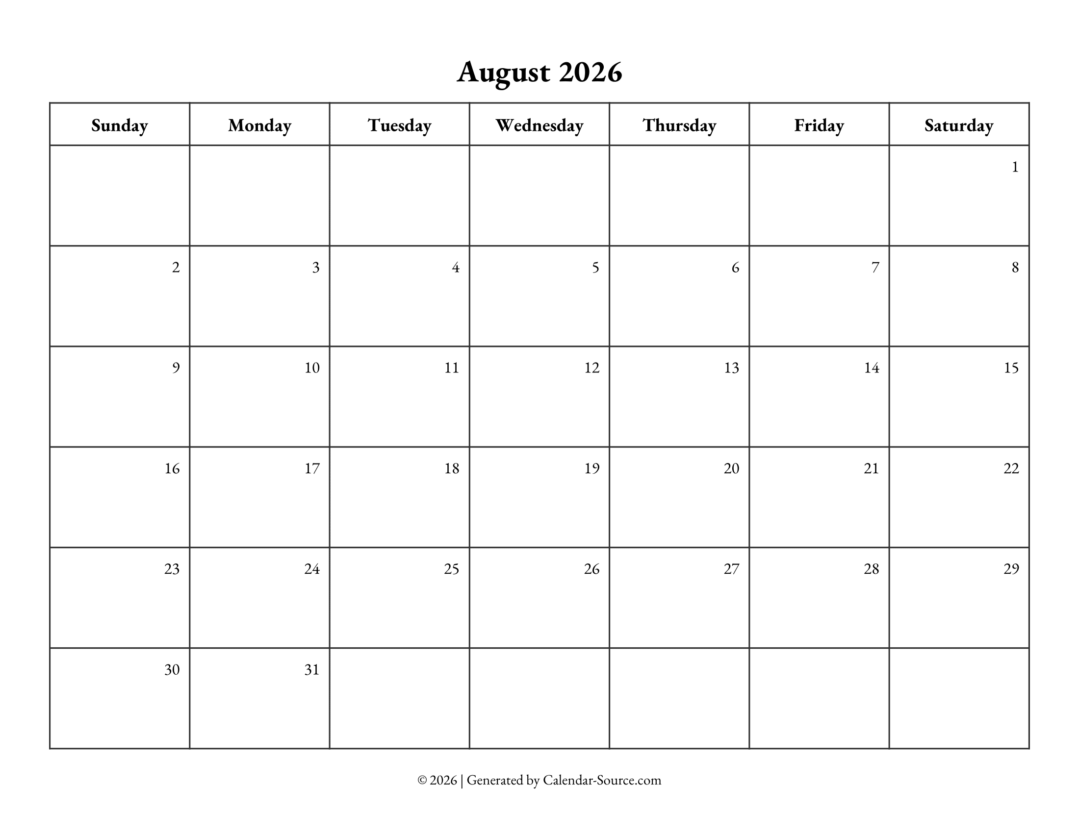 Printable Calendar 2026 (Monthly and Yearly)