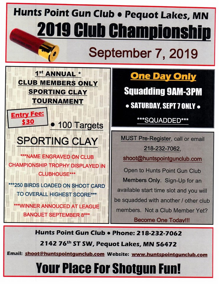 2019 1st Annual Club Championship Events Calendar