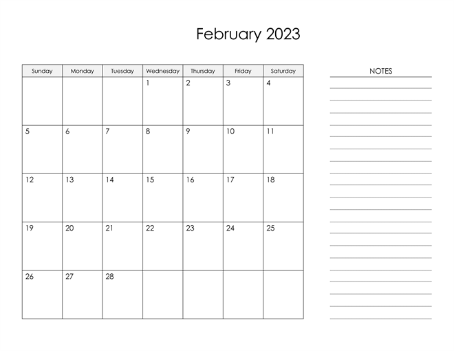 Printable Free February 2023 Calendar With Holidays [PDF]