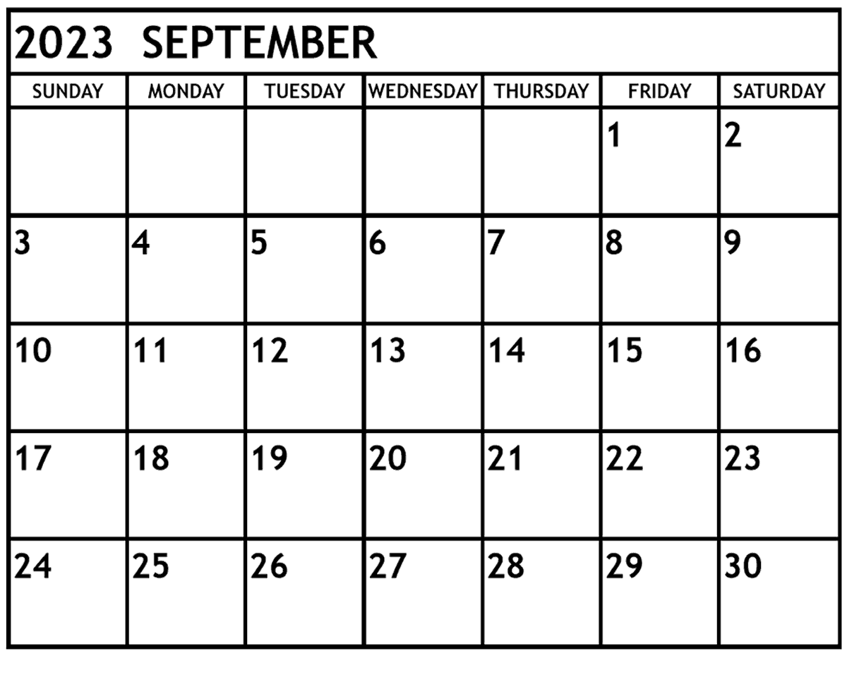 September 2023 Printable Calendar | Calendar Dream