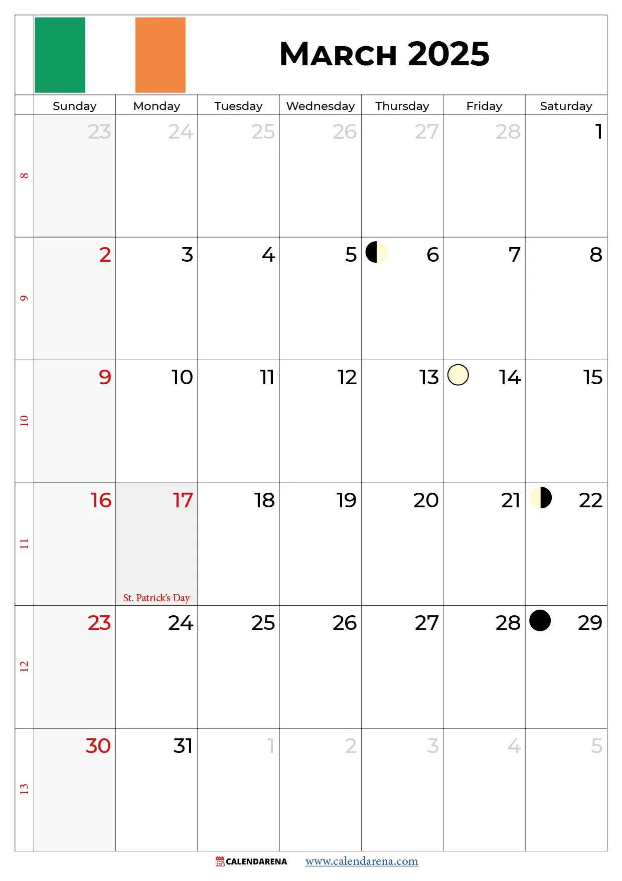 March 2025 Calendar Ireland With Holidays March 2025 Calendar Ireland With Holidays