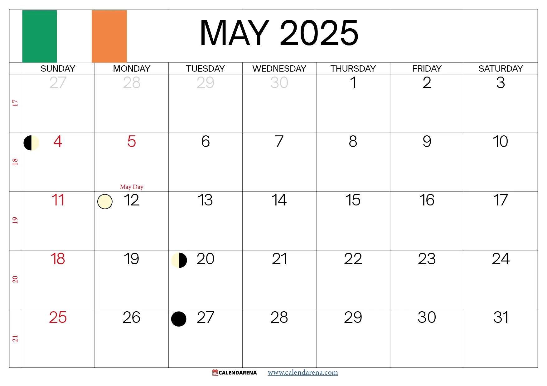 May 2025 Calendar Ireland May 2025 Calendar Ireland