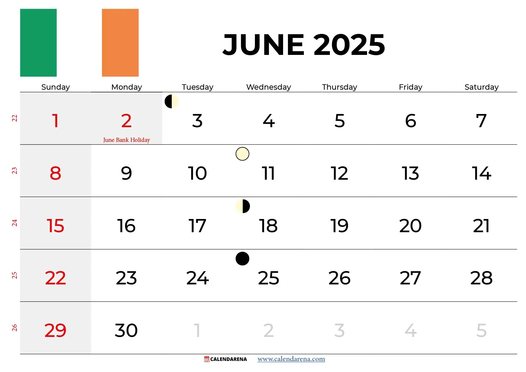 June 2025 Calendar Ireland June 2025 Calendar Ireland