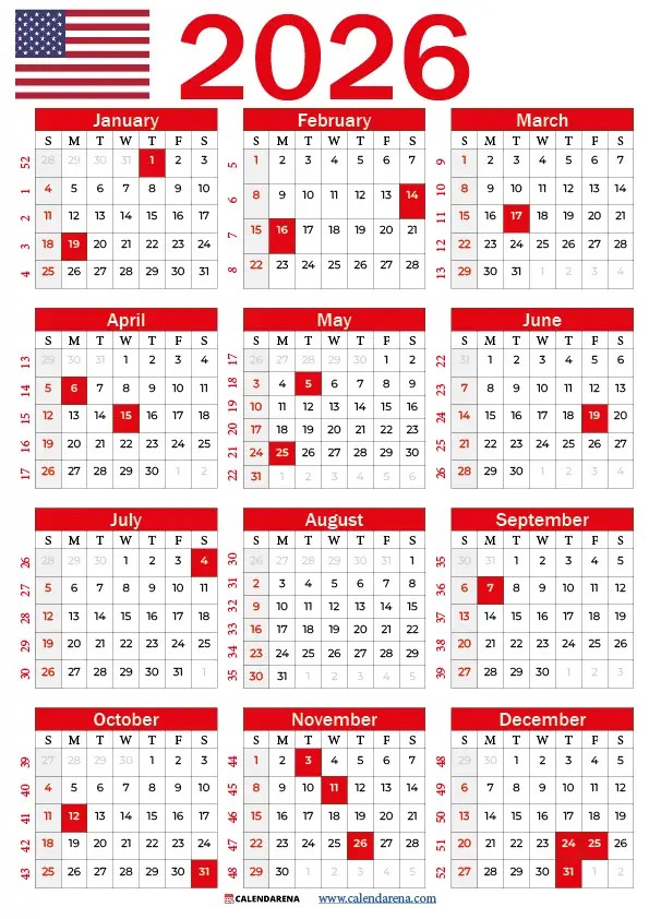 2026 labor day weekend Free Printable 2026 Calendar With Holidays