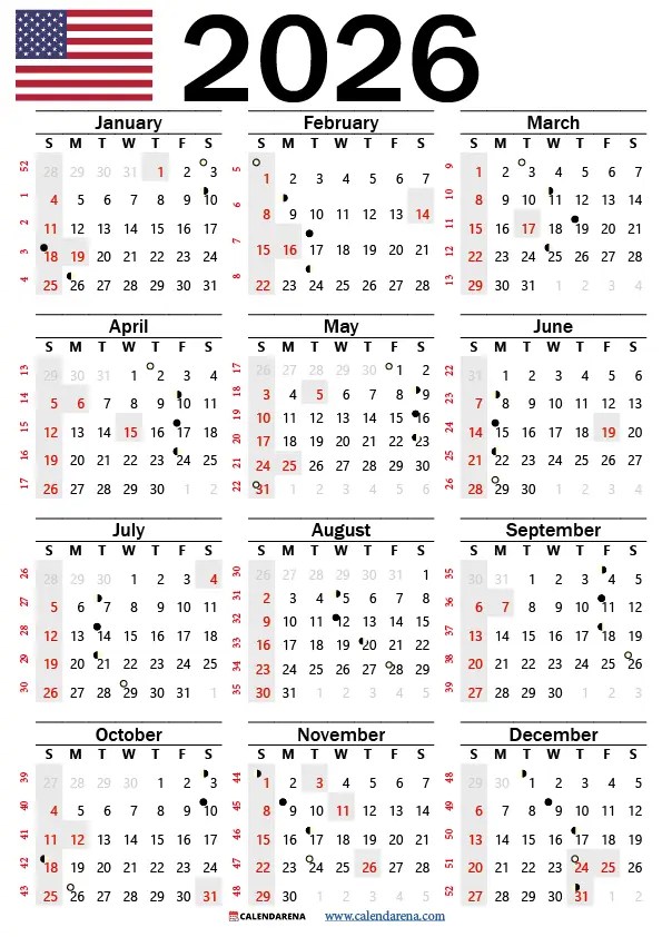 Free Printable 2026 Calendar With Federal Holidays