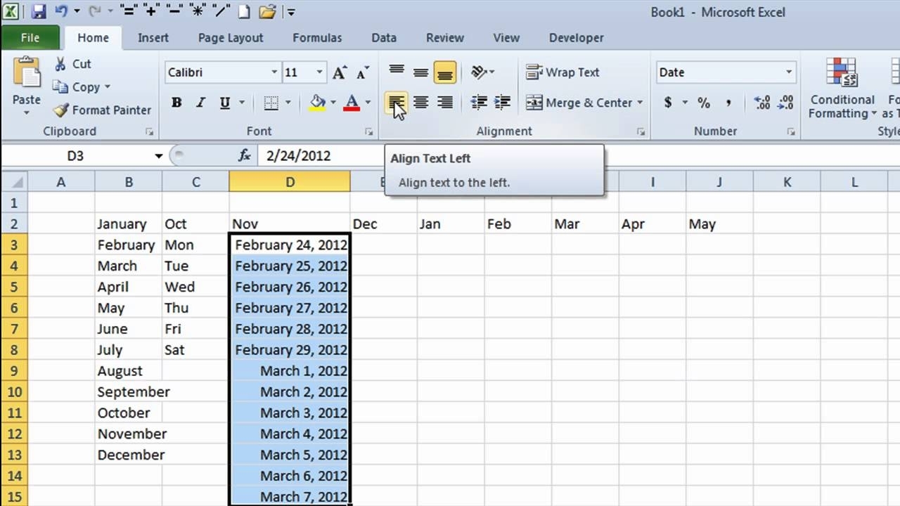 Numbers Days Of The Month