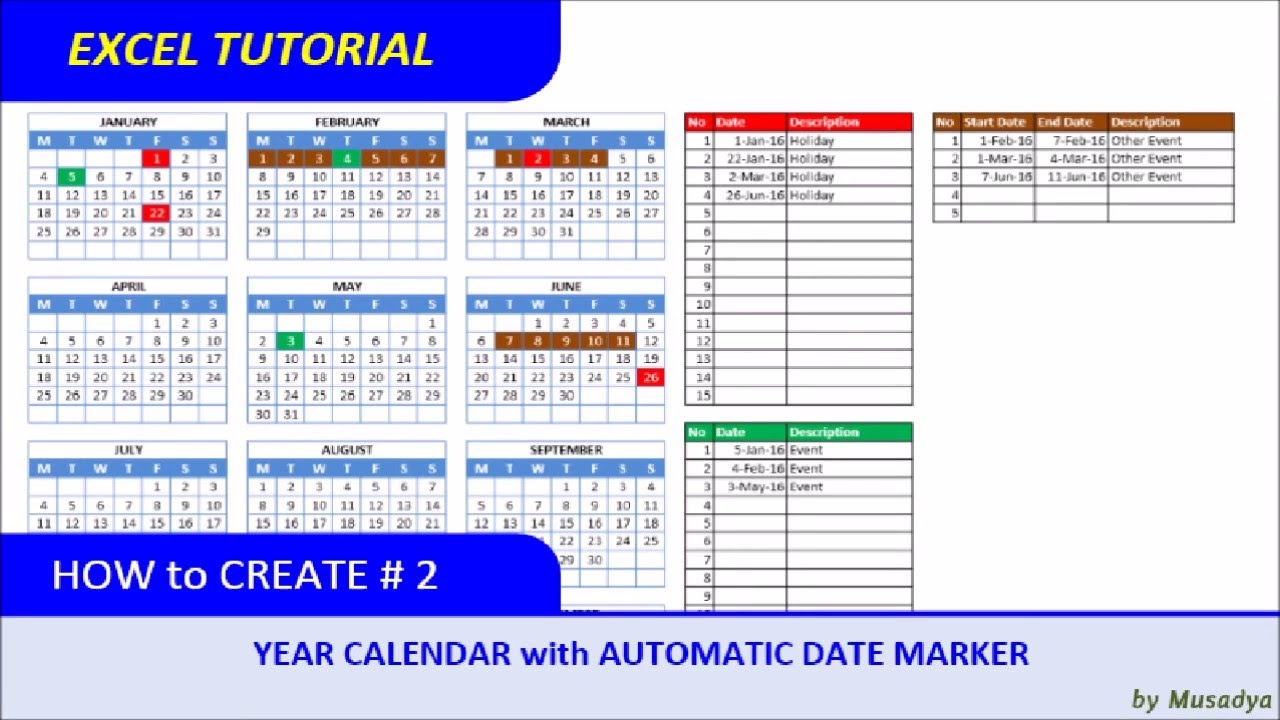 Year View Calendar Excel Calendar Printables Free Templates