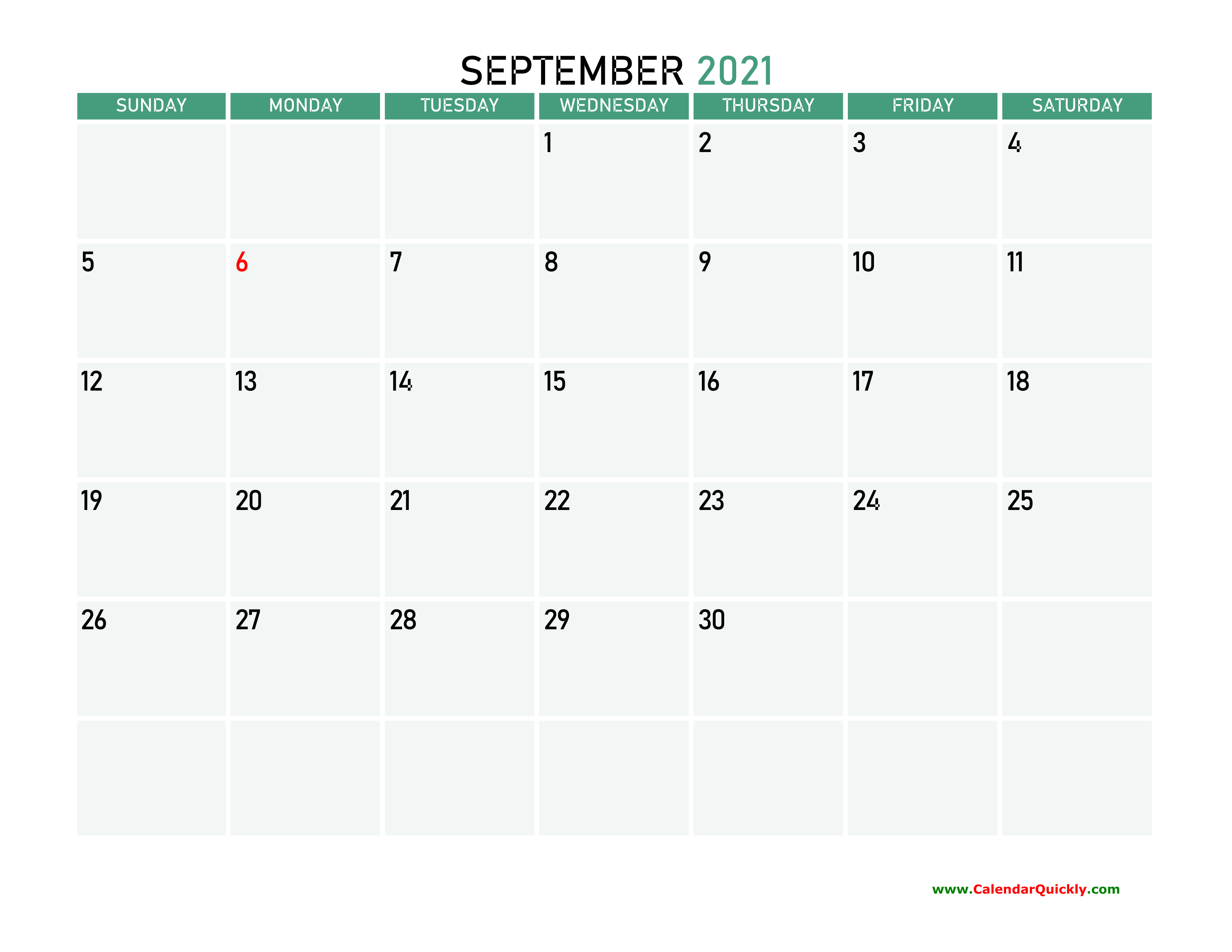 September 2021 Calendars Calendar Quickly