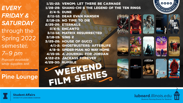 Illini Union Events Calendar: Weekend Films Spring 2022