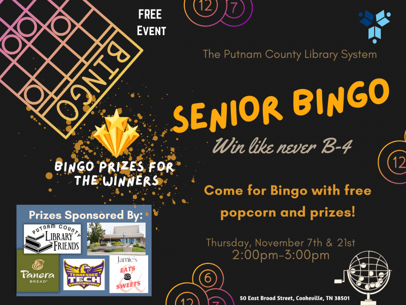 Senior Bingo Thu, Nov 21, 2024 200pm 300pm Putnam County