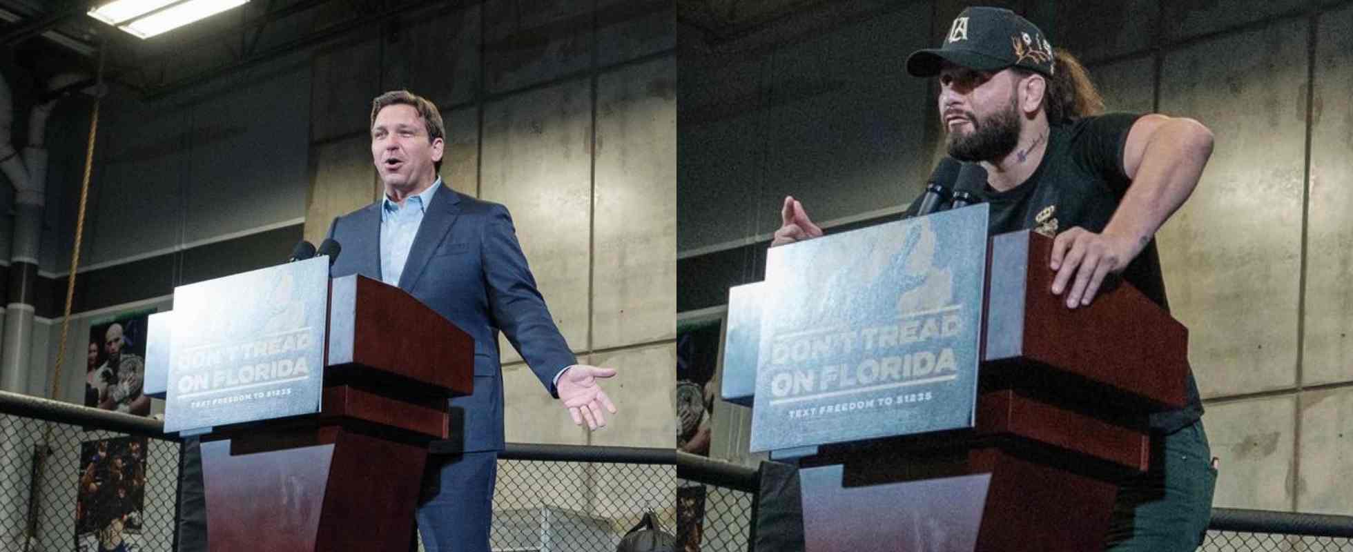 Ron DeSantis campaigns at American Top Team in front of Masvidal, Kayla