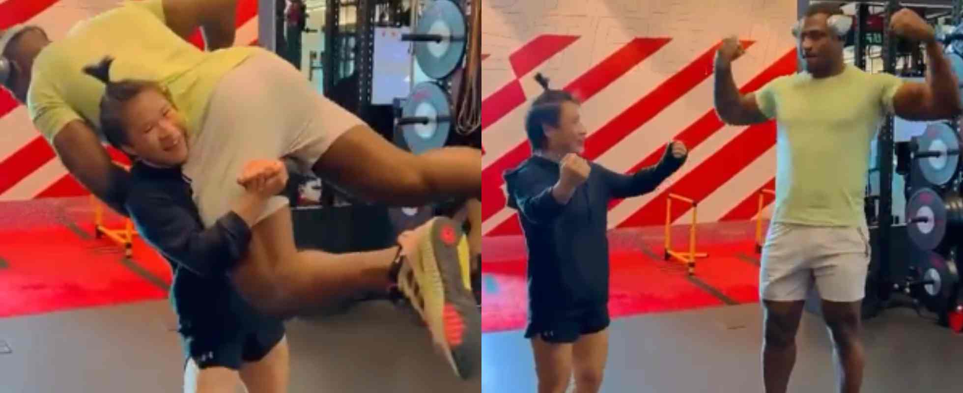 (Video) Zhang Weili lifts Francis Ngannou off the ground in training footage »