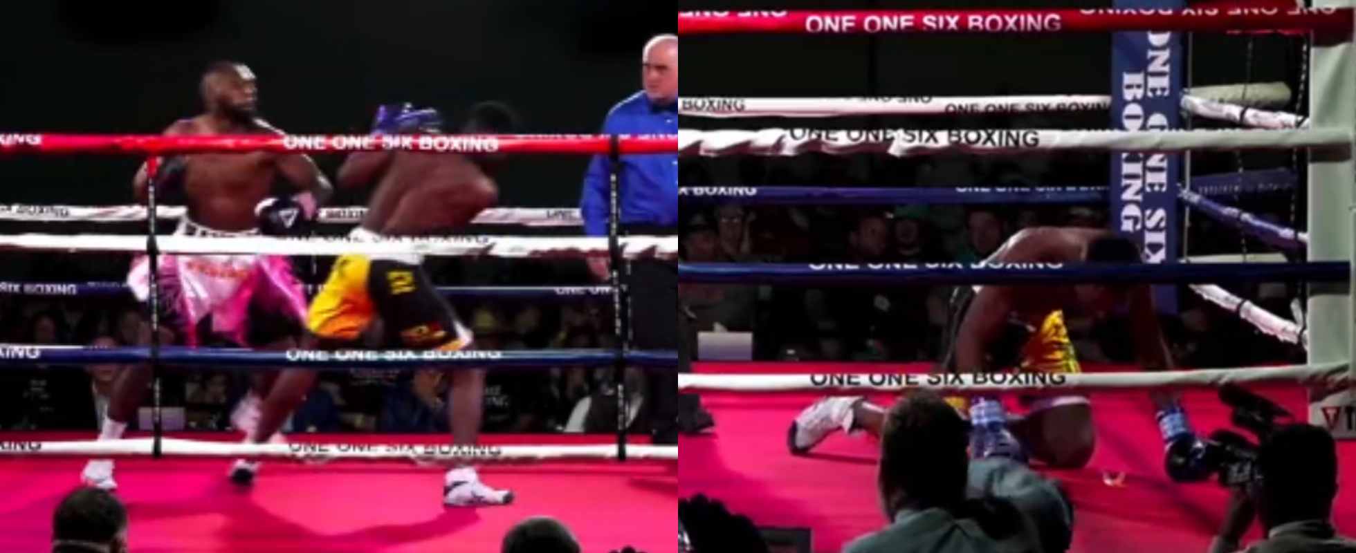 (Video) WTH the moment boxer VOMITS all over the ring after taking a