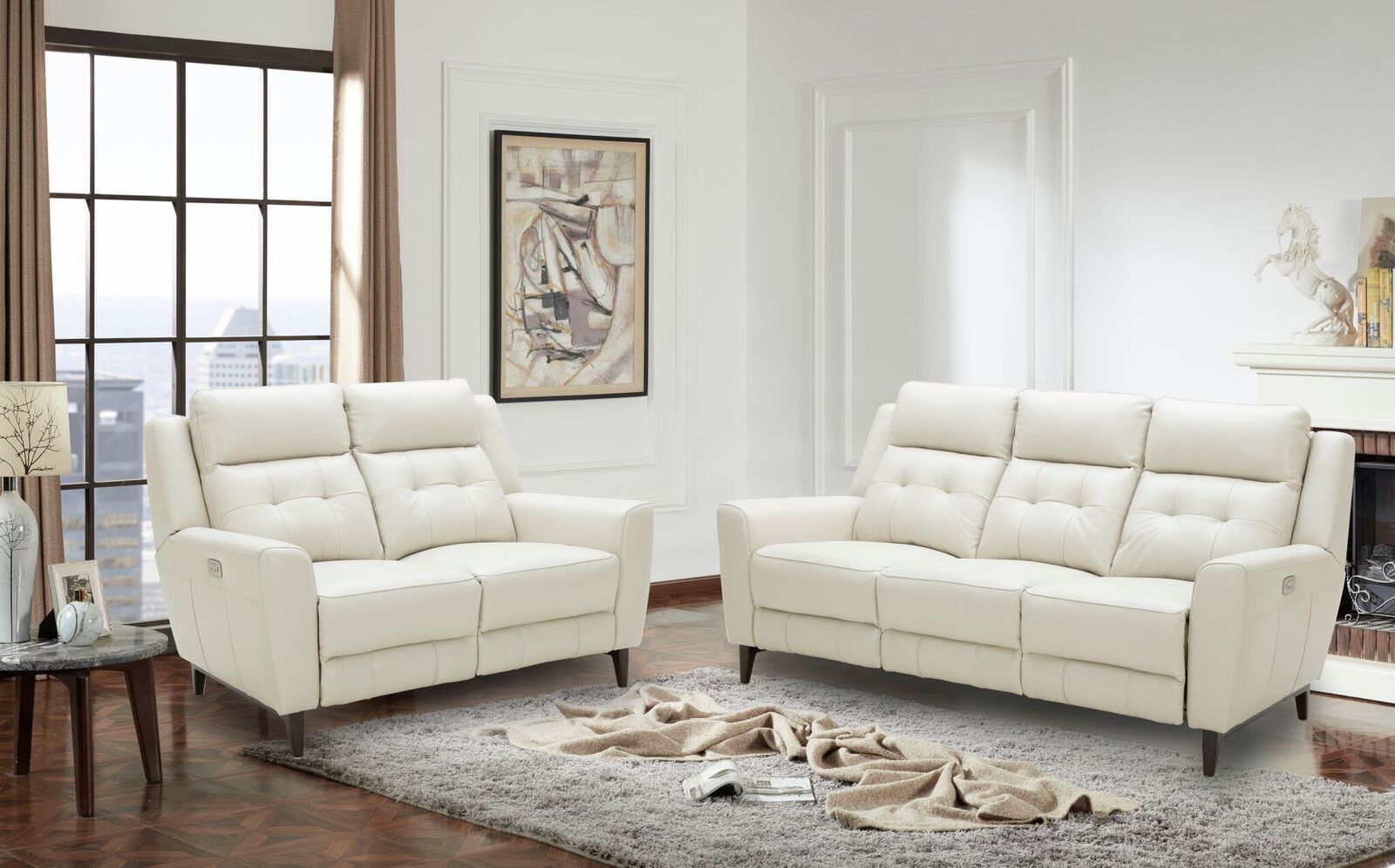 Kramer Genuine Leather Sofa Recliner Set
