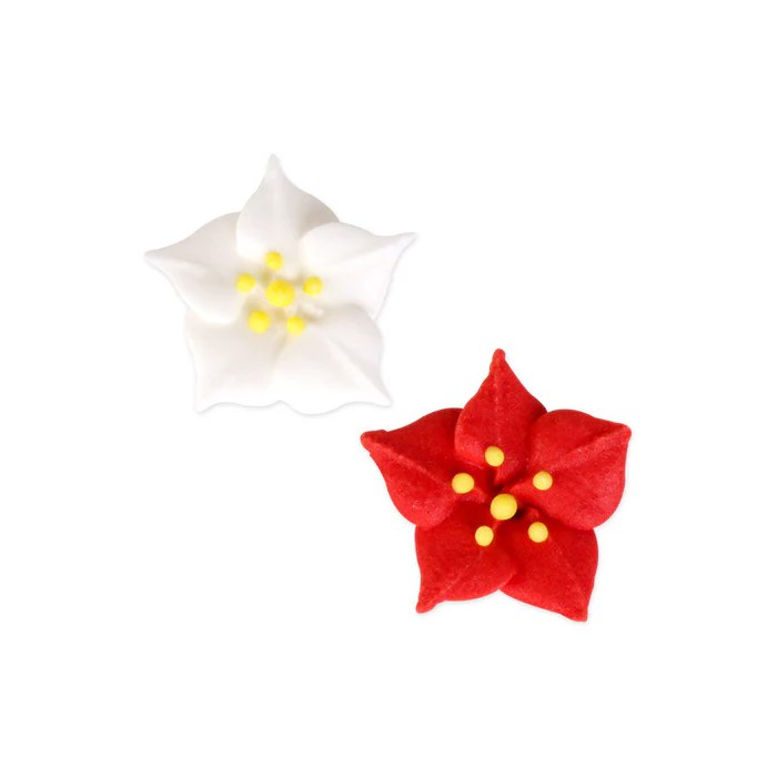 Small Poinsettia Royal Icing Decorations (Bulk) —