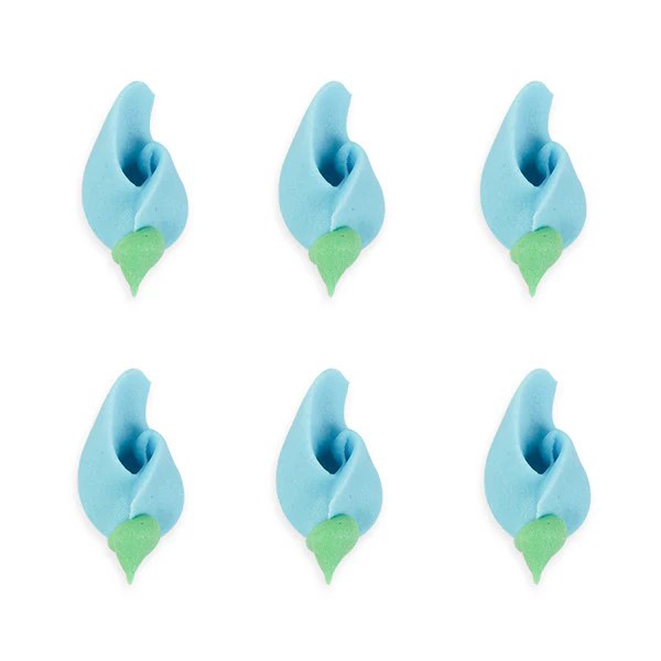 Small Rosebud Royal Icing Decorations (Bulk) Blue —
