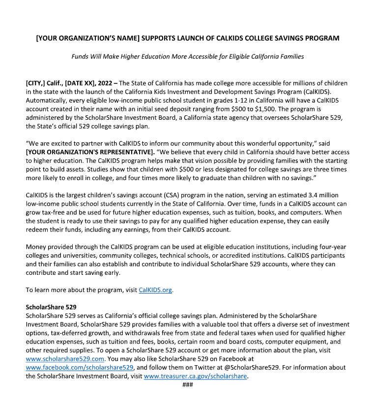 School Toolkit CalKIDS