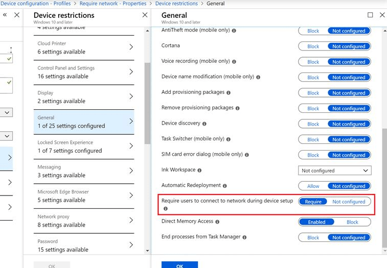Autopilot and disabling "set up local account" prompt