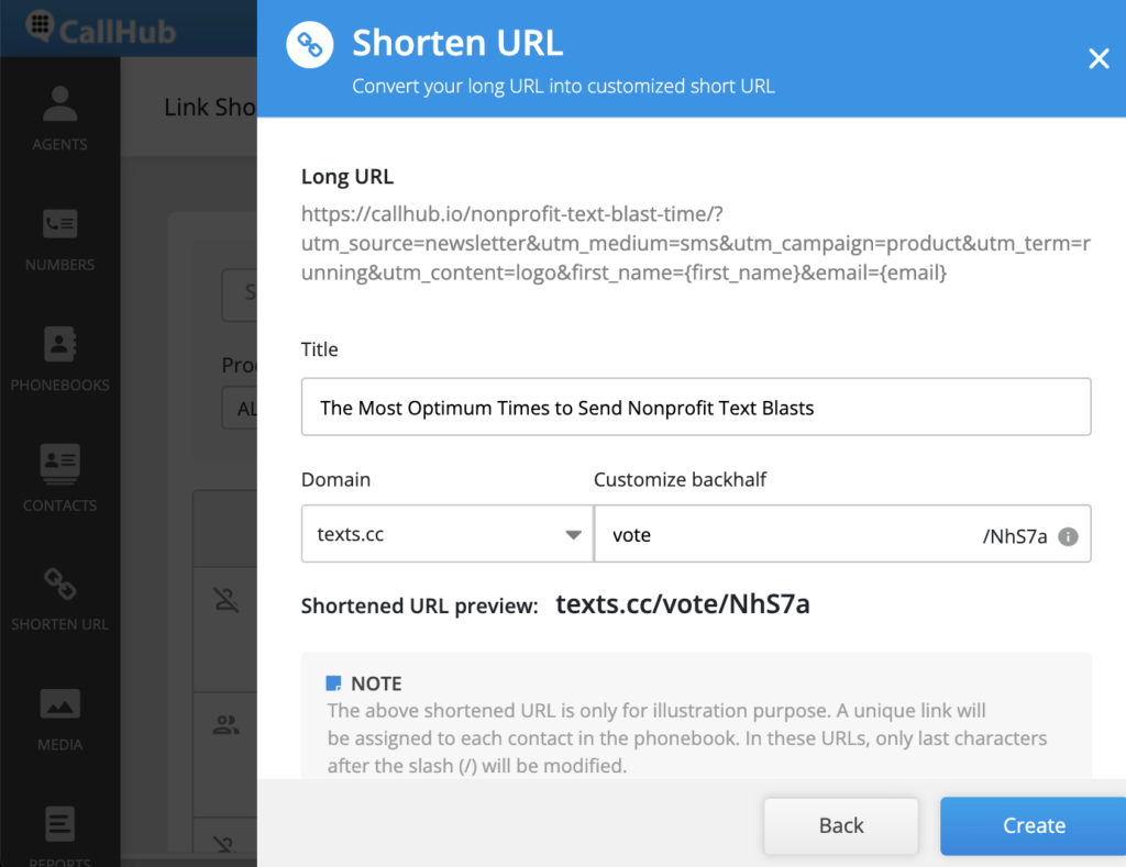 Link Shortener & Tracker to Measure Engagement in Texting Campaigns