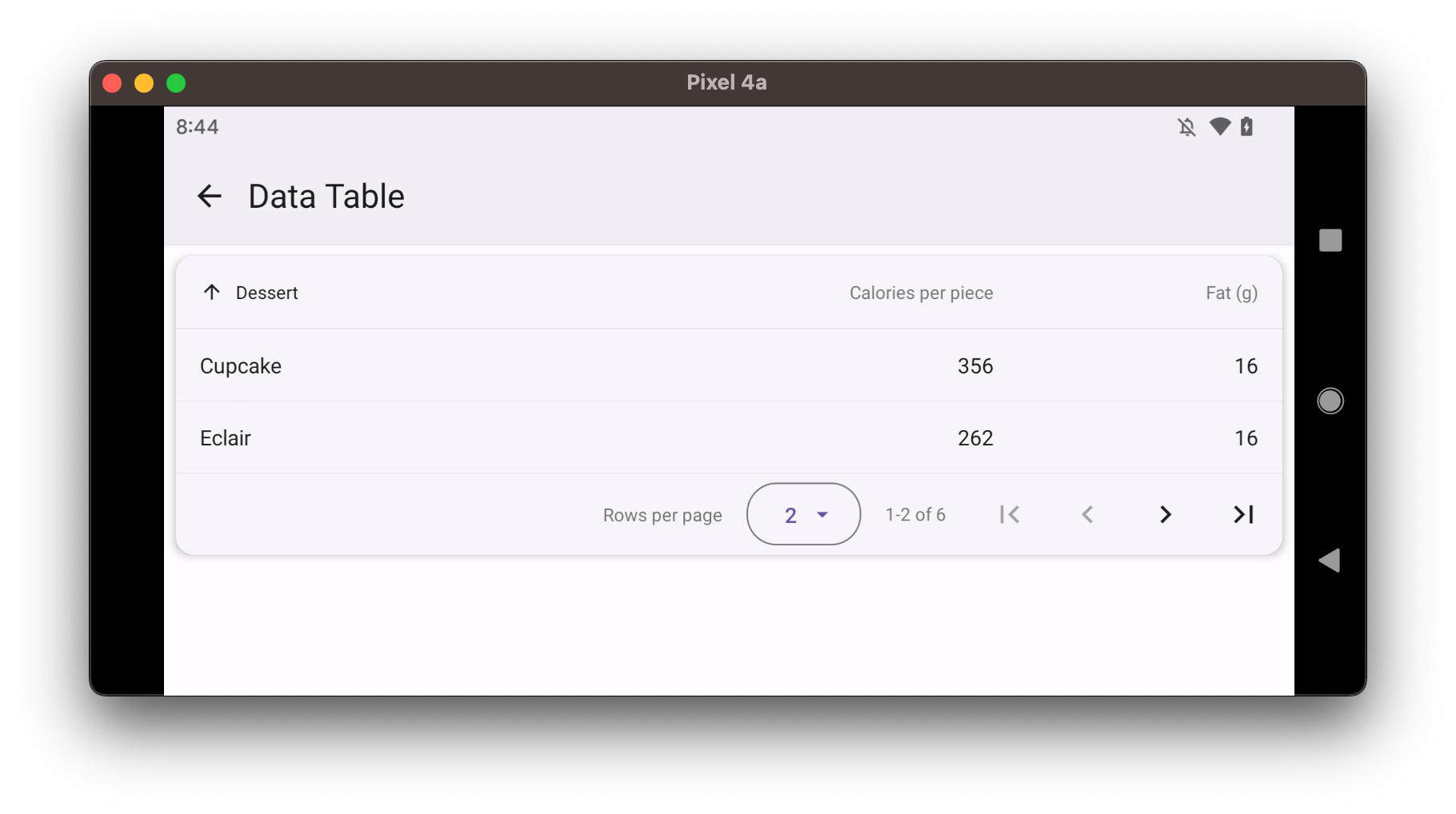 DataTable React Native Paper