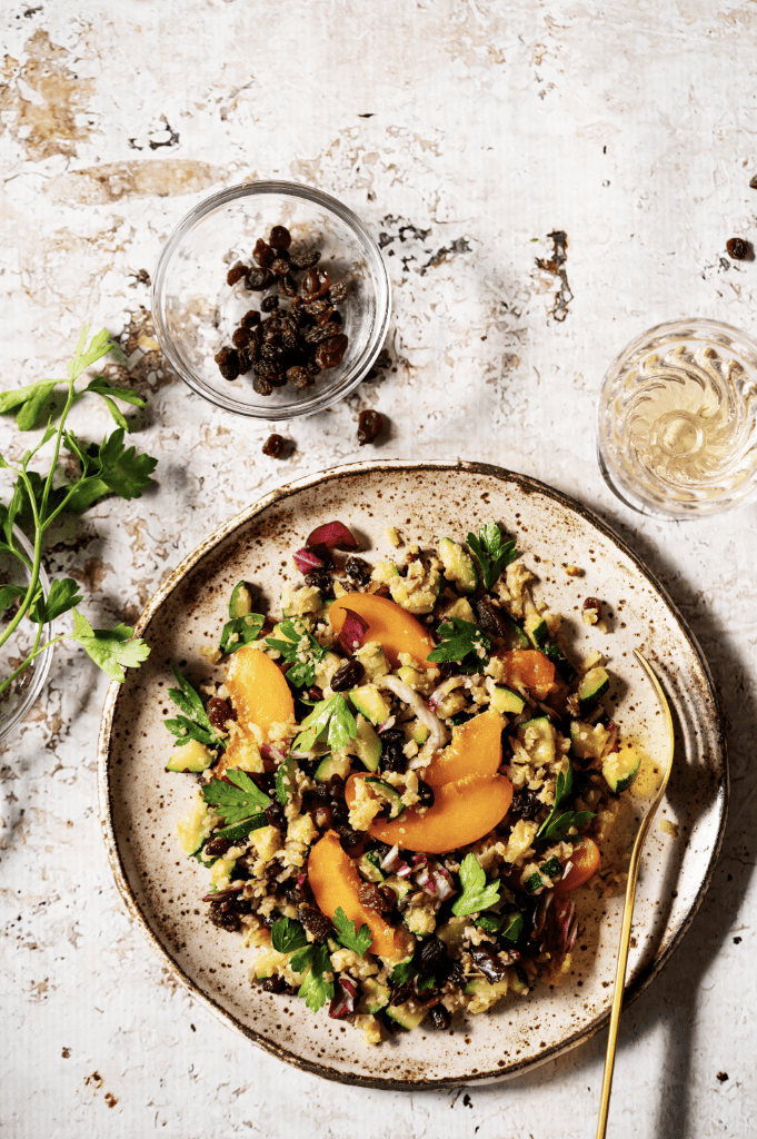 Summer Cauli Rice with Apricot and Raisins California Raisins