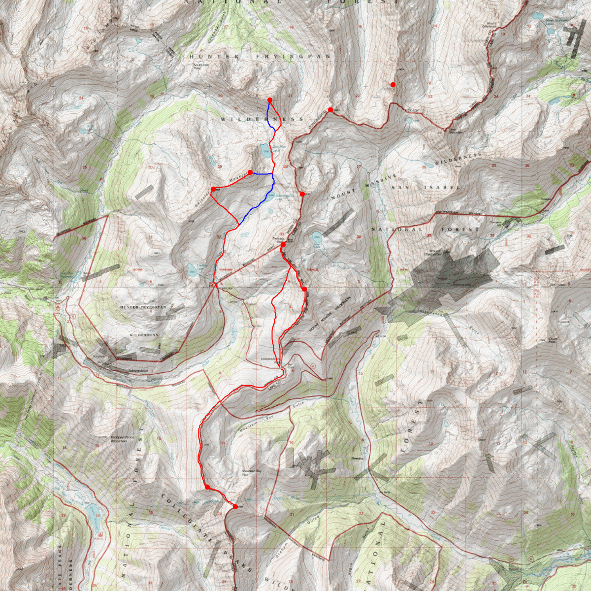 Colorado Map Independence Pass Independence Pass Peaks CalTopo
