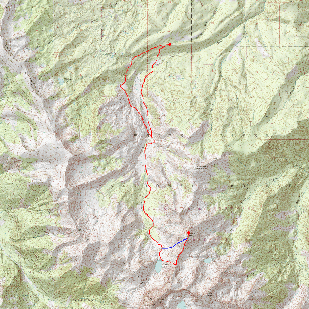 Capitol Creek Loop Colorado Map Capitol Creek TH CalTopo