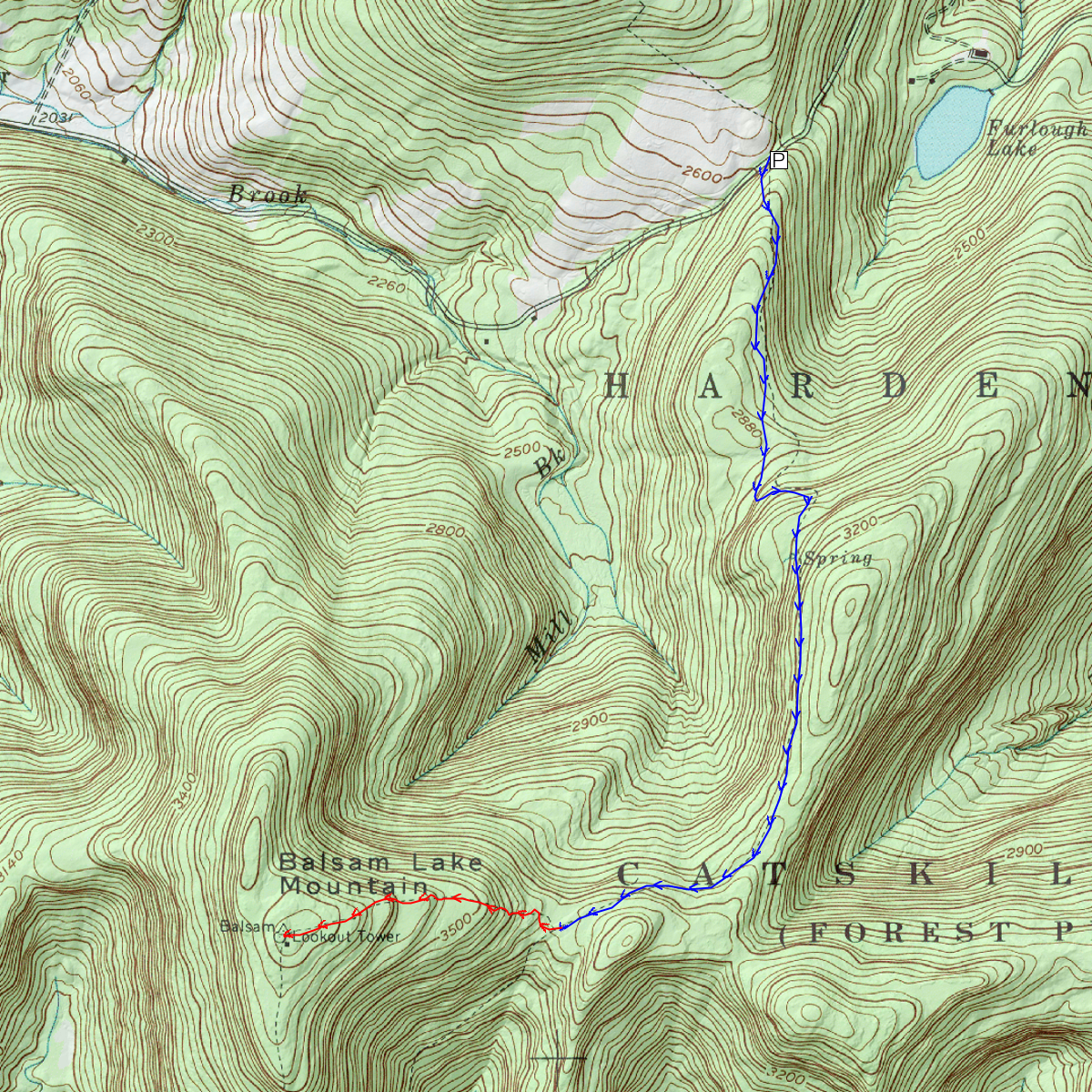 Balsam Lake Mountain via Dry Brook Ridge Trail Map, Guide