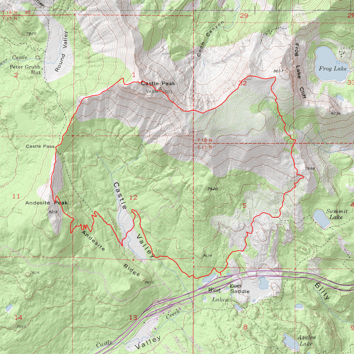 Castle Peak California Map Castle Peak Traverse