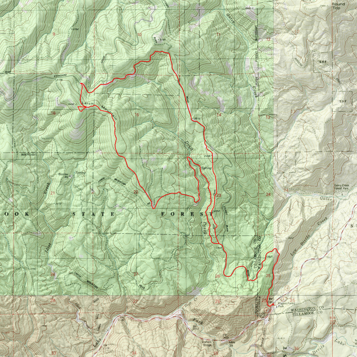 Larch Mountain Washington Map Larch Mt (West)