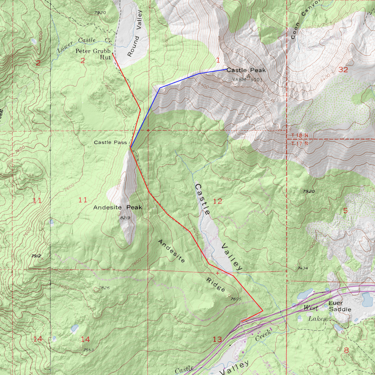 Castle Peak California Map Castle Peak