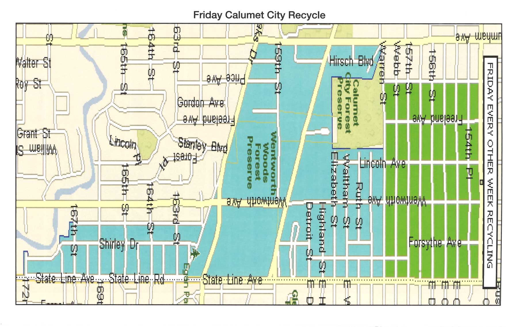 Determine Your Recycling/Waste Pickup Day Calumet City