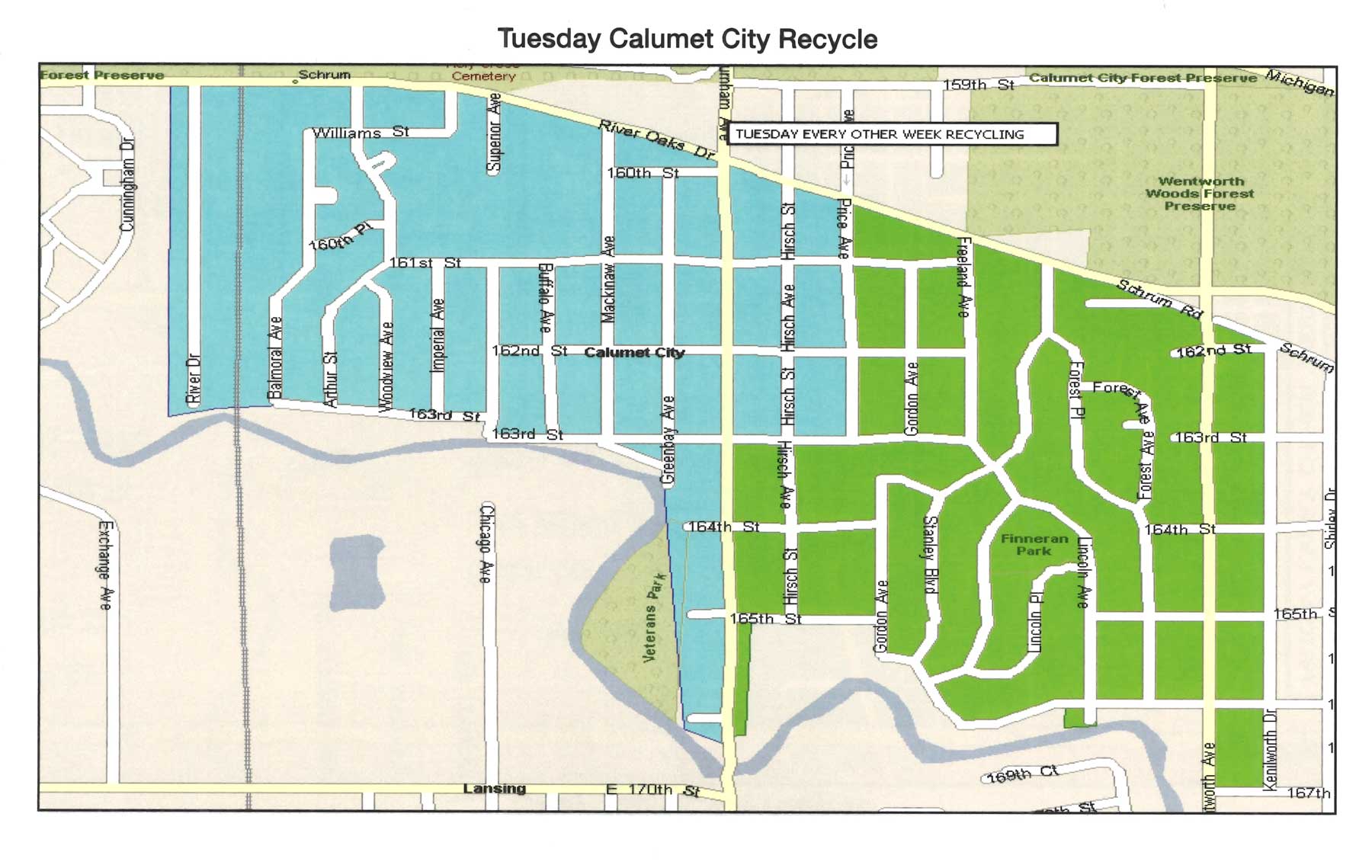 Determine Your Recycling/Waste Pickup Day Calumet City