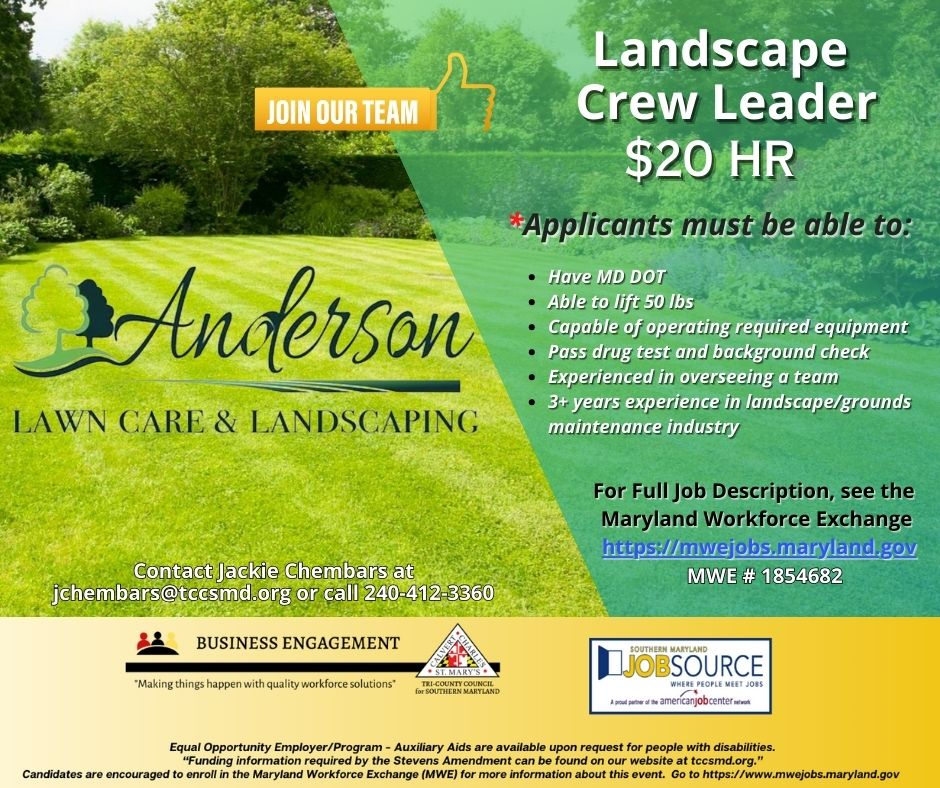 Anderson Lawn Care & Landscaping Hiring TEST Calvert Library