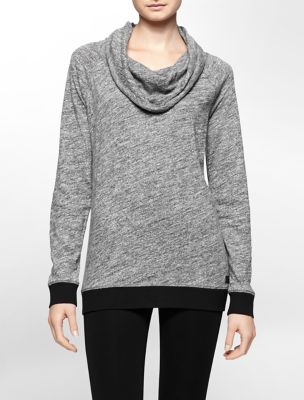 calvin klein womens performance heathered cowl neck sweatshirt eBay