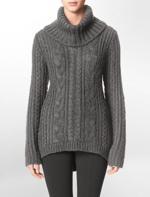 calvin klein womens cable knit turtleneck sweater eBay
