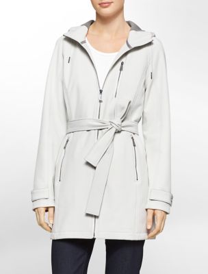 calvin klein womens hooded belted trench coat jacket