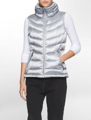 calvin klein womens metallic puffer vest jacket eBay