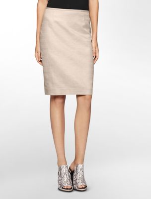 calvin klein womens khaki linen pencil skirt eBay