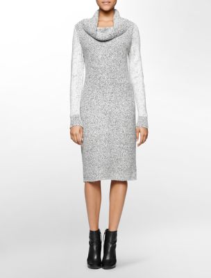 calvin klein womens twotone cowl neck sweater dress eBay