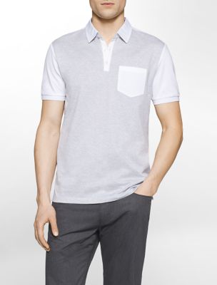 calvin klein mens slim fit colorblock mercerized polo shirt