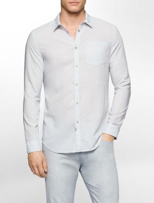 calvin klein mens slim fit linen blend shirt eBay