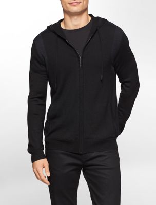 calvin klein mens colorblock merino wool blend zip front hoodie eBay